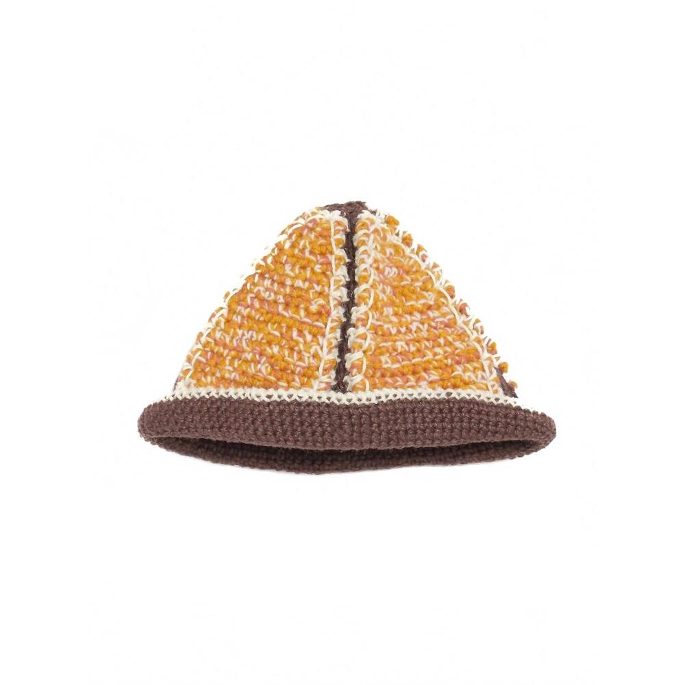NEW NICHOLAS DALEY hand-crocheted bucket hat in mustard/clay/brown